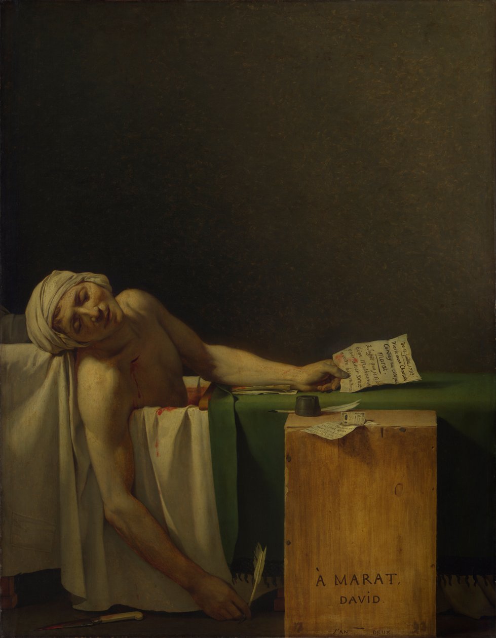 Marat zamordowany autorstwa Jacques Louis David