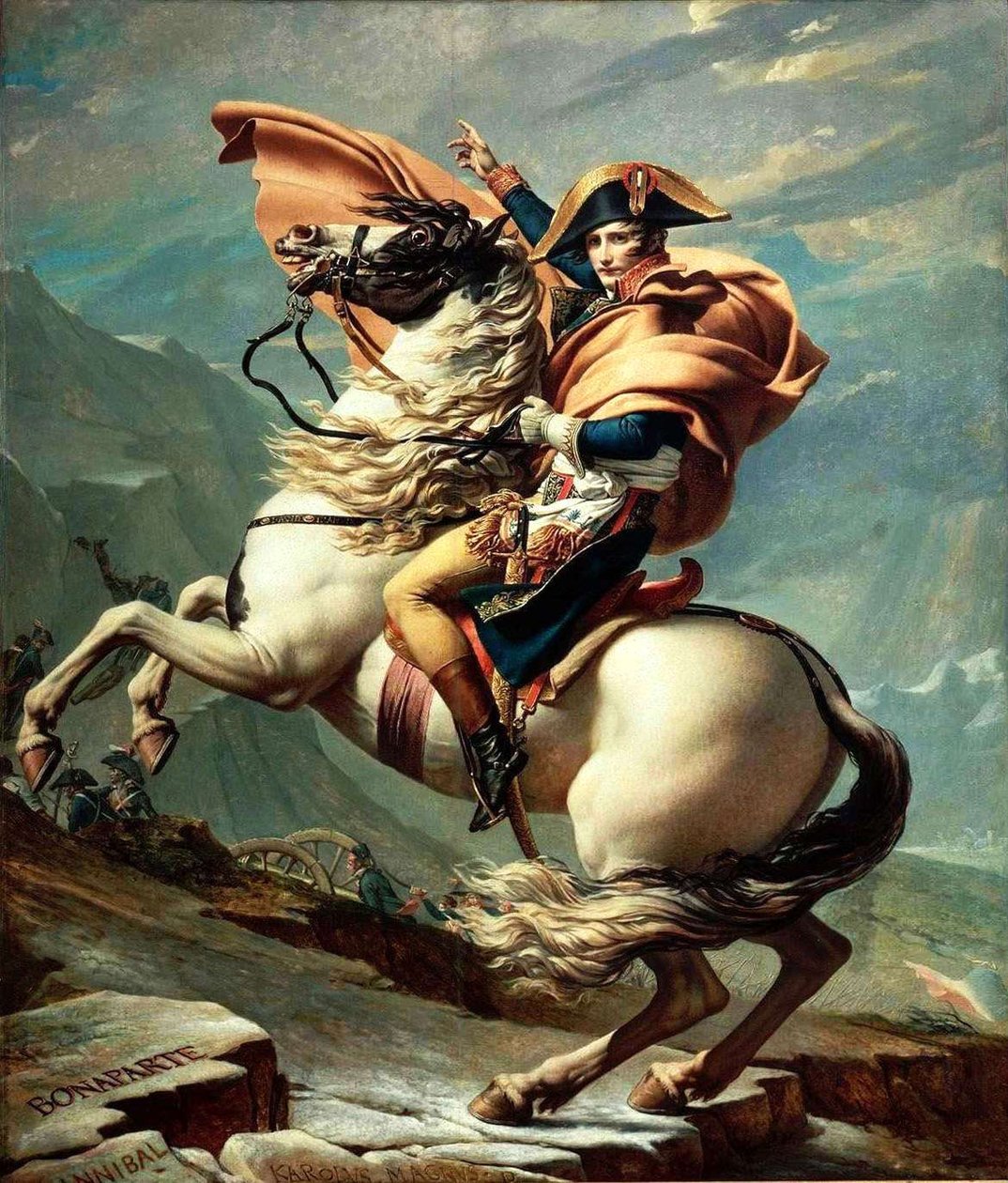Napoleon przekraczający Alpy autorstwa Jacques Louis David