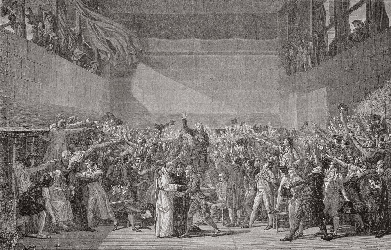 Przysięga złożona w Jeu de Paume, 20 czerwca 1789, rewolucja francuska autorstwa Jacques Louis David