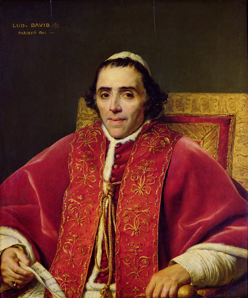 Portret papieża Piusa VII (1742-1823), 1805 autorstwa Jacques Louis David