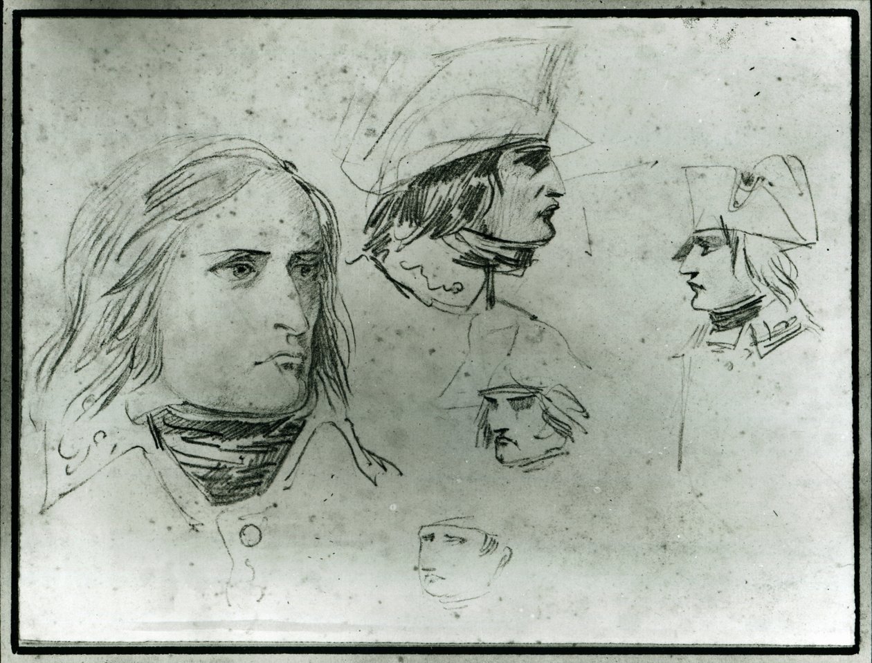 Szkice Napoleona Bonaparte, 1797 (ołówek) autorstwa Jacques Louis David