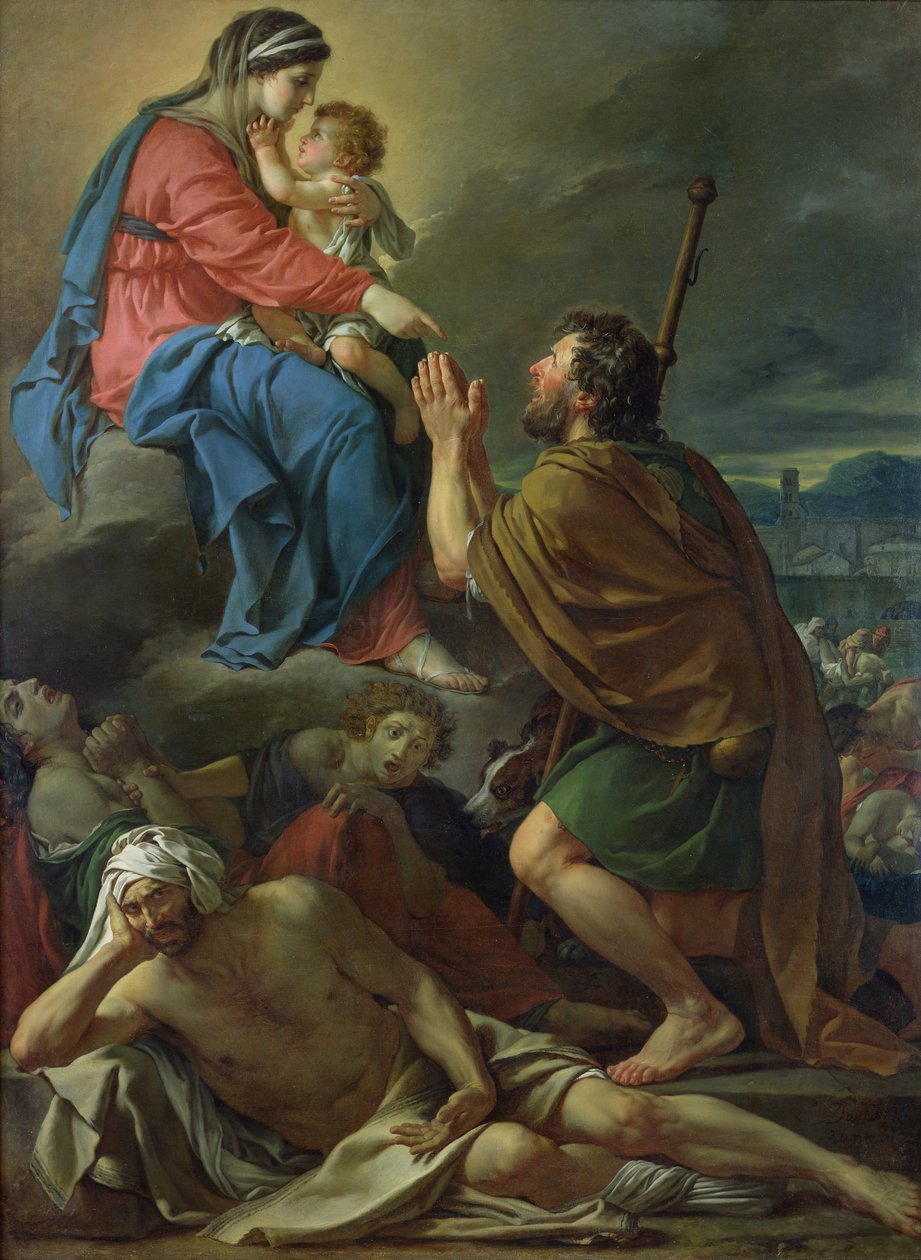 Św. Roch modlący się do Dziewicy o koniec zarazy, 1780 autorstwa Jacques Louis David