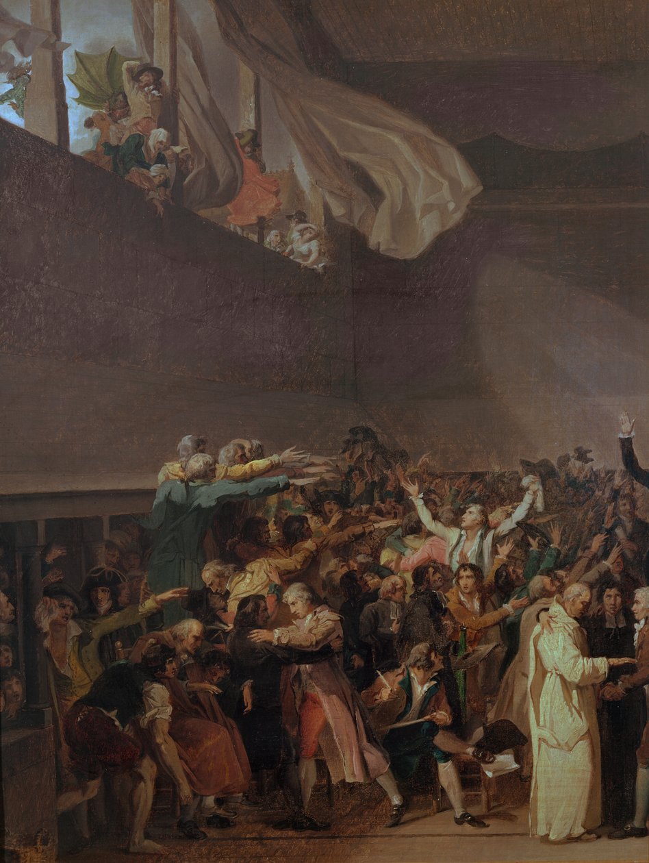 Przysięga na korcie tenisowym, 20 czerwca 1789 r. (lewa część obrazu) autorstwa Jacques Louis David