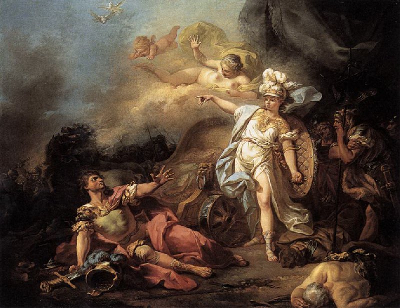 Walka Aresa i Ateny autorstwa Jacques Louis David