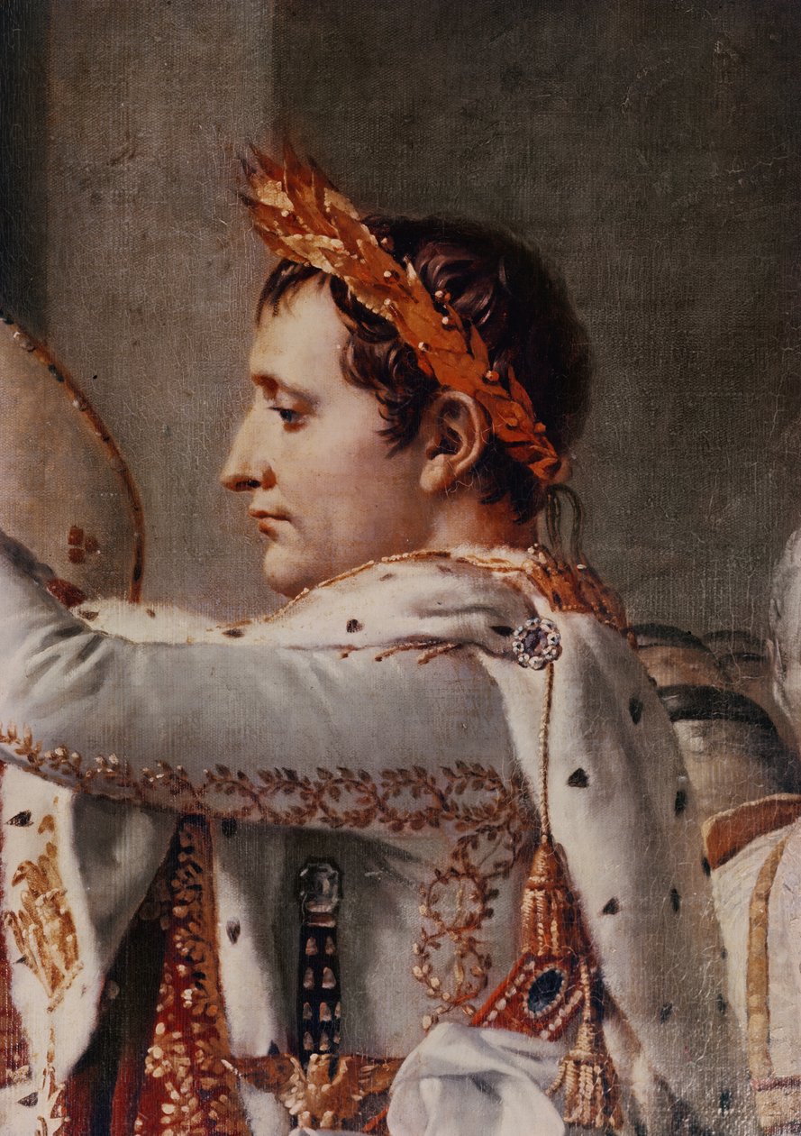 Konsekracja cesarza Napoleona (1769-1821) i koronacja cesarzowej Józefiny (1763-1814) przez papieża Piusa VII (1742-1823) 2 grudnia 1804 1806-07, fragment Napoleona autorstwa Jacques Louis David