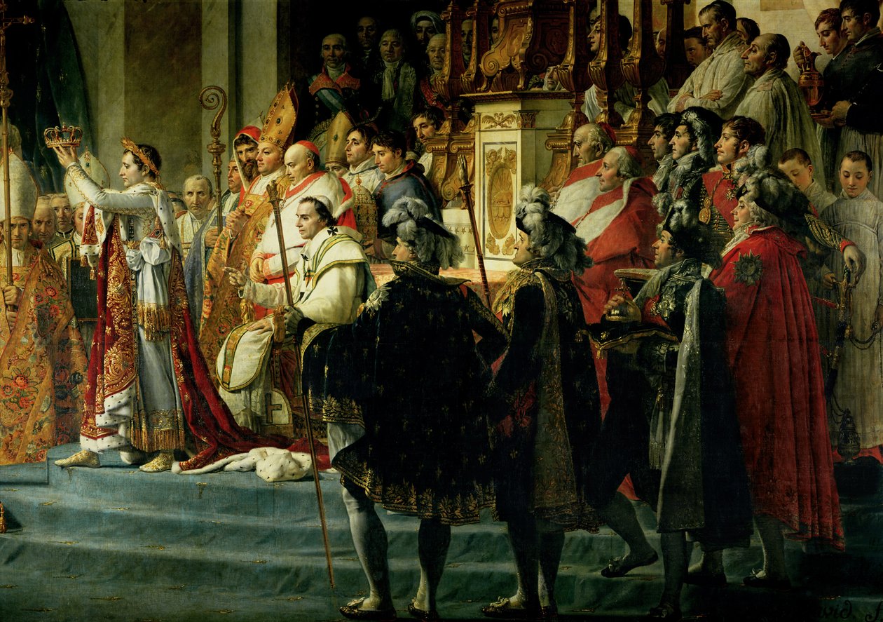 Konsekracja cesarza Napoleona (1769-1821) i koronacja cesarzowej Józefiny (1763-1814) przez papieża Piusa VII (1742-1823) 2 grudnia 1804 r. 1807 (szczeg. 18412) autorstwa Jacques Louis David