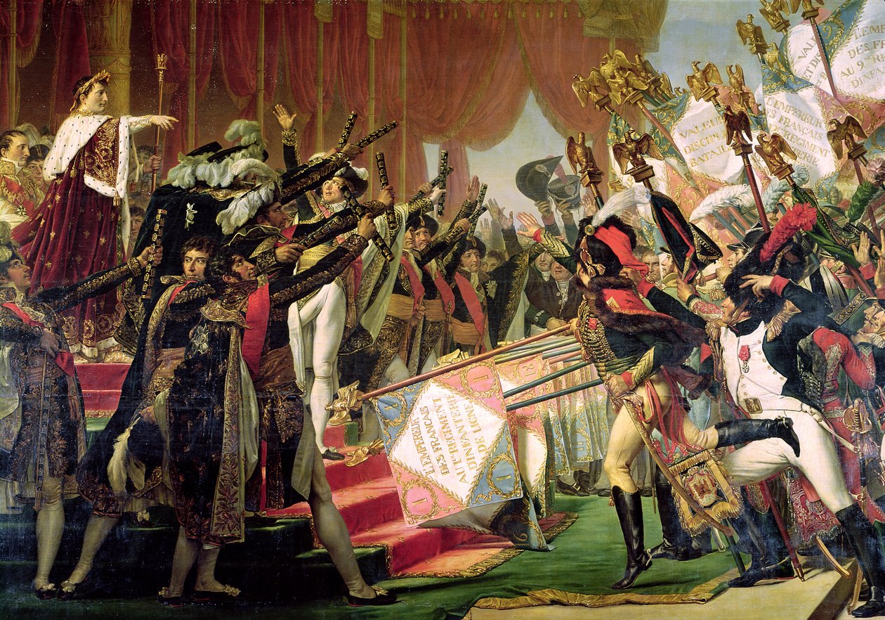 Rozdanie sztandarów orłów, 5 grudnia 1804, szczegóły dotyczące nosicieli sztandaru, 1808-10 autorstwa Jacques Louis David