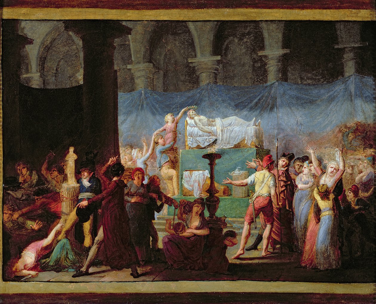 Pogrzeb Marata w starożytnym kościele Cordelierów, 16 lipca 1793 r. autorstwa Jacques Louis David