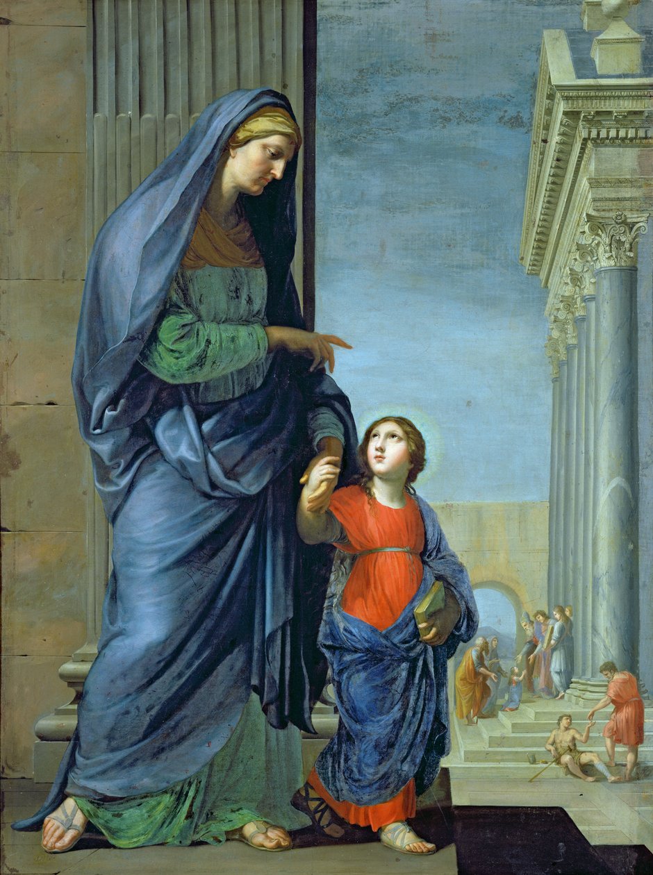 Św. Anna prowadząca Dziewicę do Świątyni, ok. 1635-45 autorstwa Jacques Stella