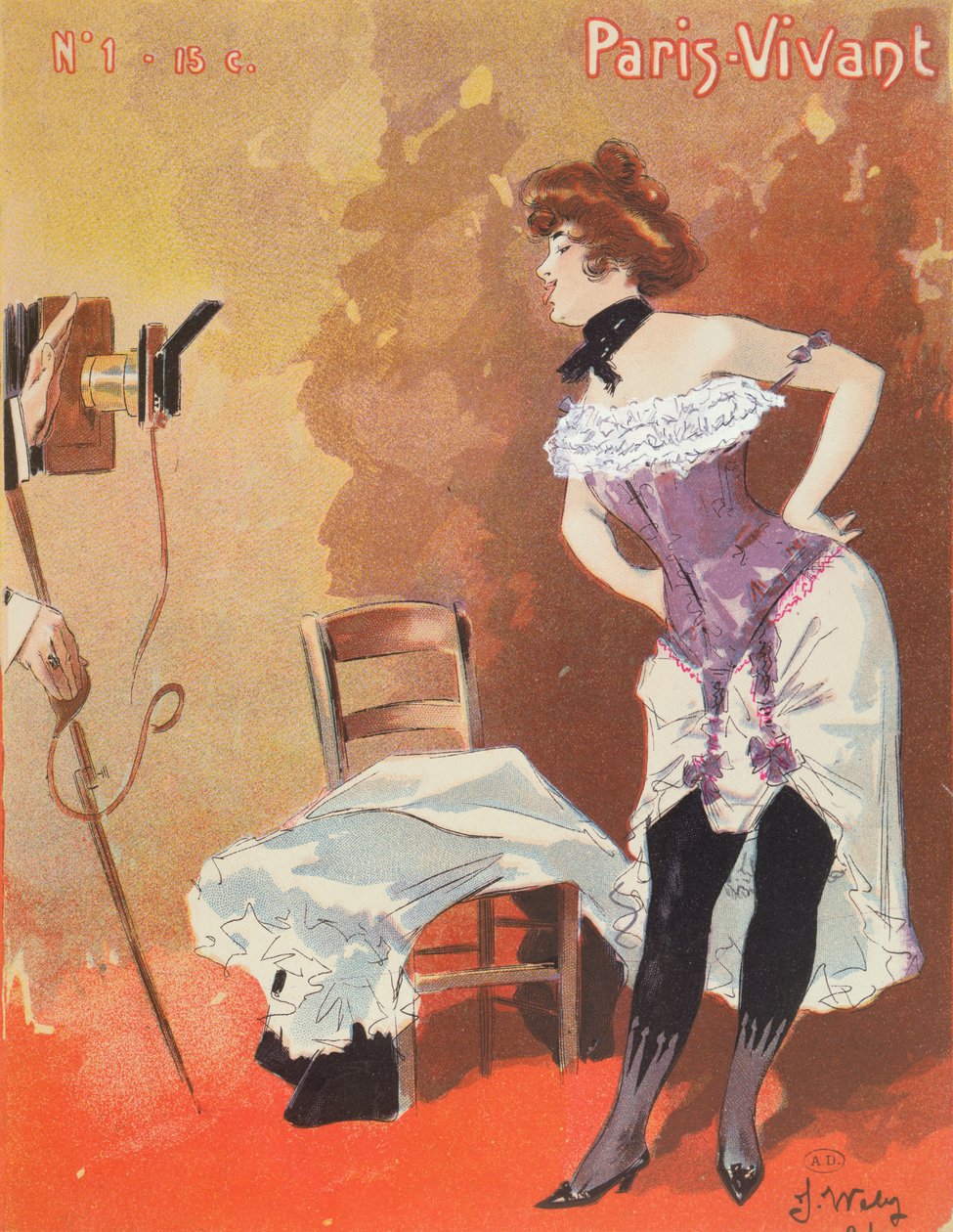 Kobieta fotografowana w gorsecie, karykatura do „Paris-Vivant”, 1901 autorstwa Jacques Wely