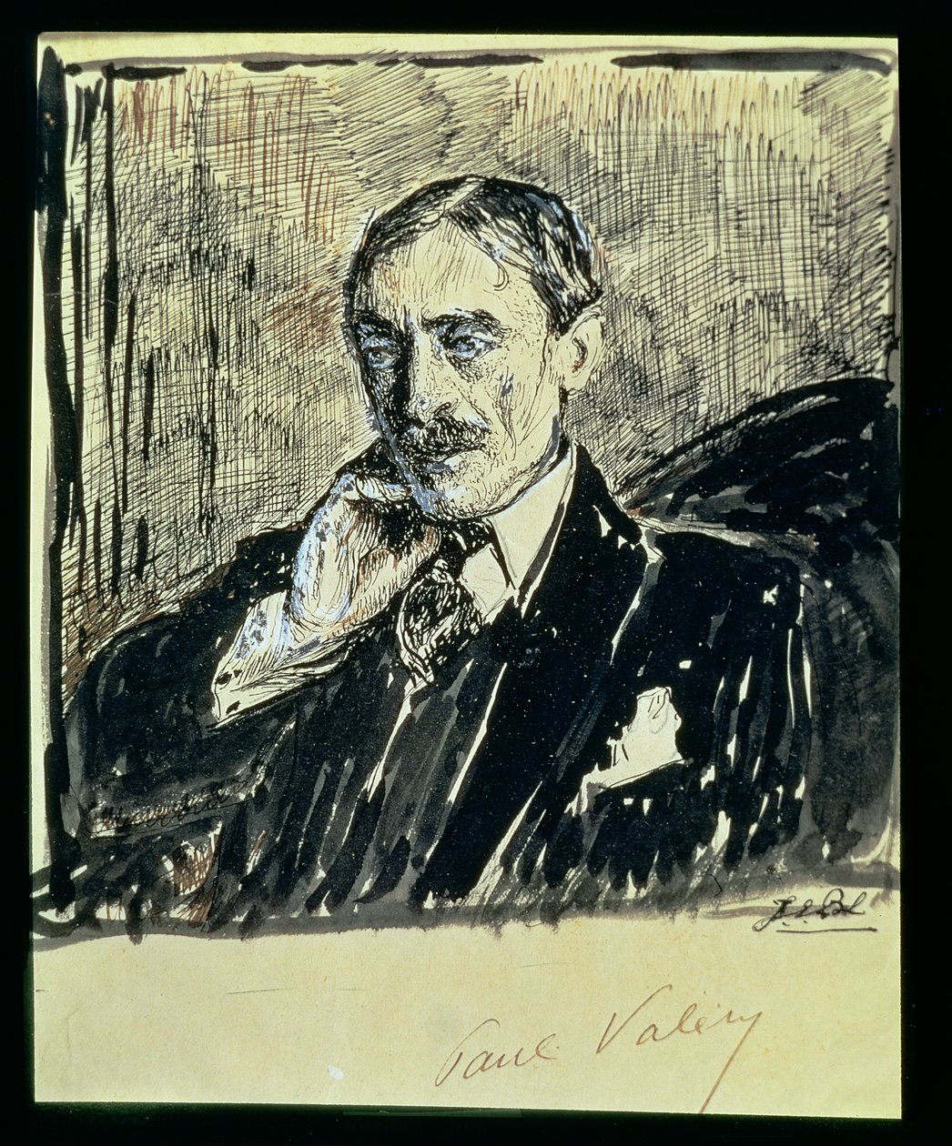 Portret francuskiego pisarza Paula Ambroise Valery (1871-1945) (tusz na papierze) autorstwa Jacques Emile Blanche