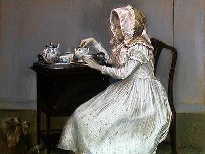 Czas na herbatę (pastel na papierze) autorstwa Jacques Emile Blanche