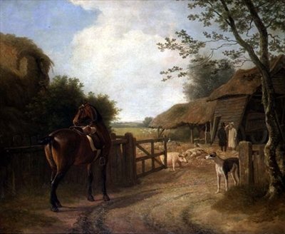 Daniel Beale na swojej farmie w Edmonton ze swoim ulubionym koniem autorstwa Jacques Laurent Agasse