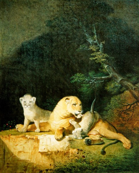 Lwica i młode (olej na płótnie) autorstwa Jacques Laurent Agasse