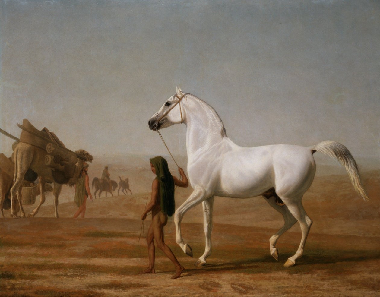 Wellesley Grey Arabian prowadził przez pustynię autorstwa Jacques-Laurent Agasse