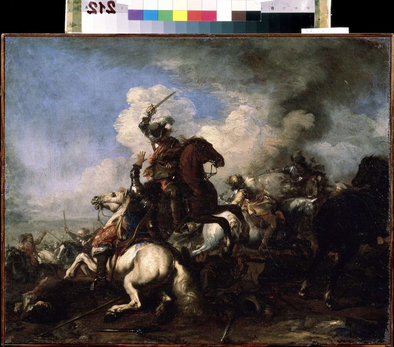 „Le combat de chevaliers” (Walka kawalerii) Obraz Jacques Courtois (1621-1676) XVII-wieczne Muzeum Sztuki Michaiła Kroszyckiego, Sewastopol (Sewastopol) Ukraina autorstwa Jacques Courtois