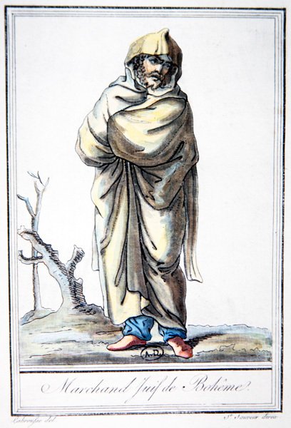 Żydowski kupiec z Czech, z „Encyclopedie des Voyages”, ryty przez L.F. Labrousse autorstwa Jacques (after) Grasset de Saint Sauveur
