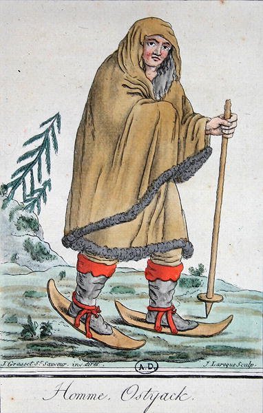 Ostyak Man na nartach autorstwa Jacques (after) Grasset de Saint Sauveur