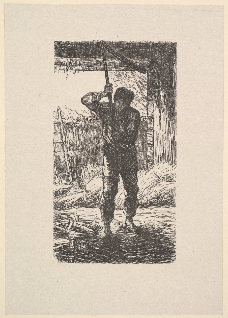 Człowiek młócący pszenicę, 1853. autorstwa Jacques Adrien Lavieille