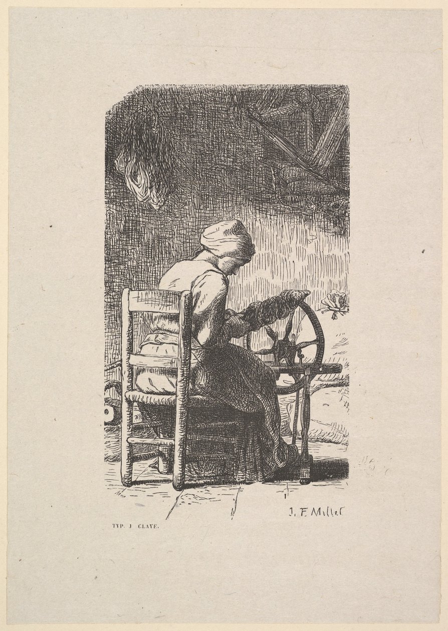 Prządka, 1853. autorstwa Jacques Adrien Lavieille