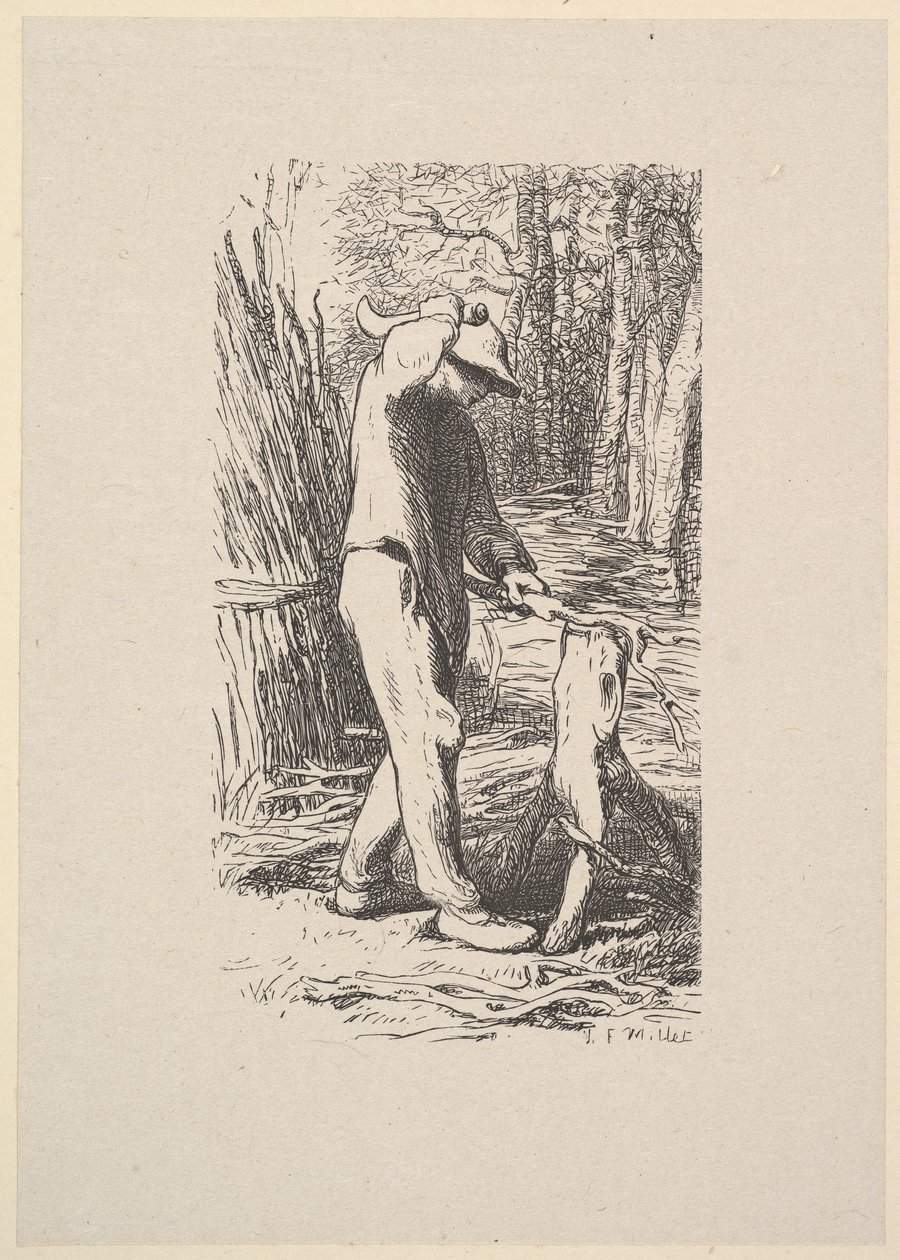 Drwal robiący pedała, 1853. autorstwa Jacques Adrien Lavieille
