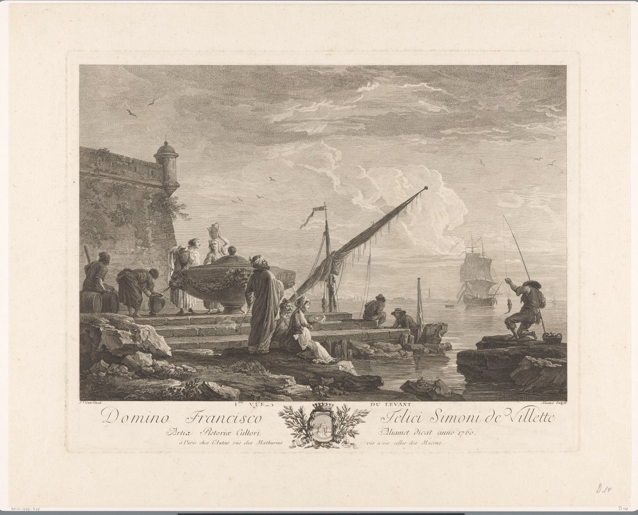 Postacie na brzegu rzeki w Levant 1ere vue du Levant (tytuł na przedmiocie) autorstwa Jacques Aliamet