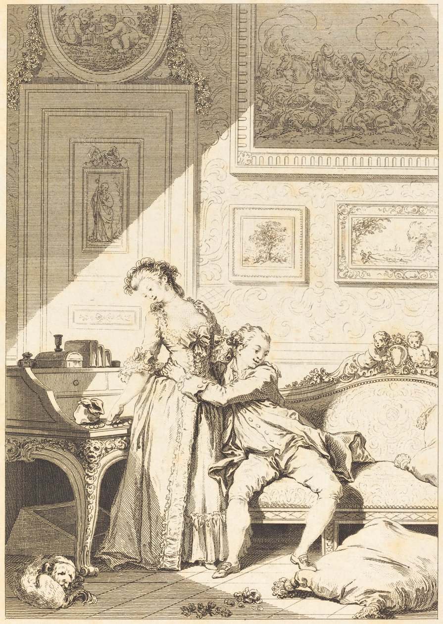 Skąpy szarmancki oszustka autorstwa Jacques Aliamet and Antoine Jean Duclos after Jean Honoré Fragonard