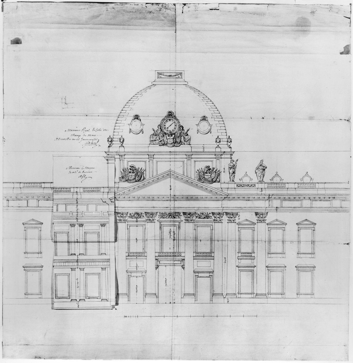 Projekt Ecole Militaire w Paryżu, 1769 r. autorstwa Jacques Ange Gabriel