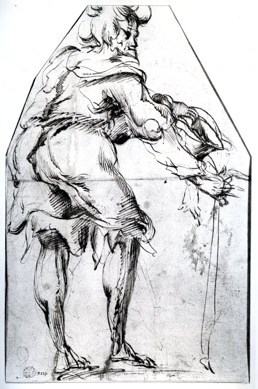 Żebrak z kapeluszem i kijem (pióro i atrament na papierze) autorstwa Jacques Bellange