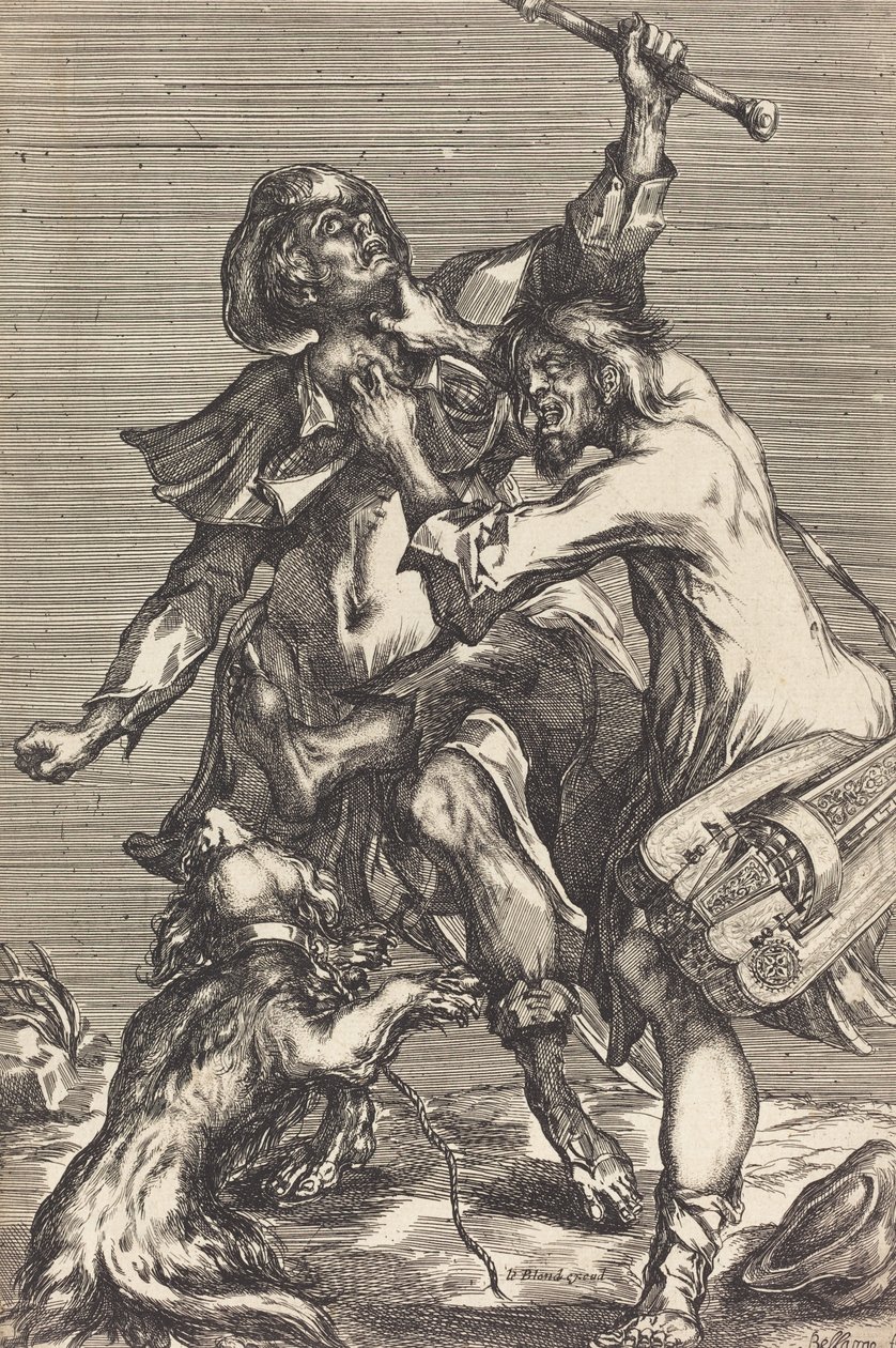 Walka z żebrakami. autorstwa Jacques Bellange