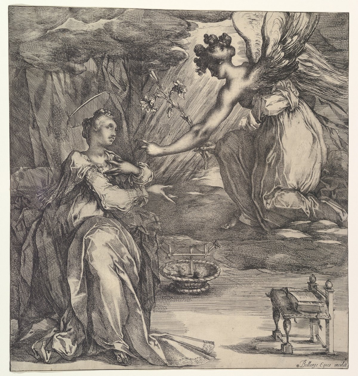 Zwiastowanie. autorstwa Jacques Bellange