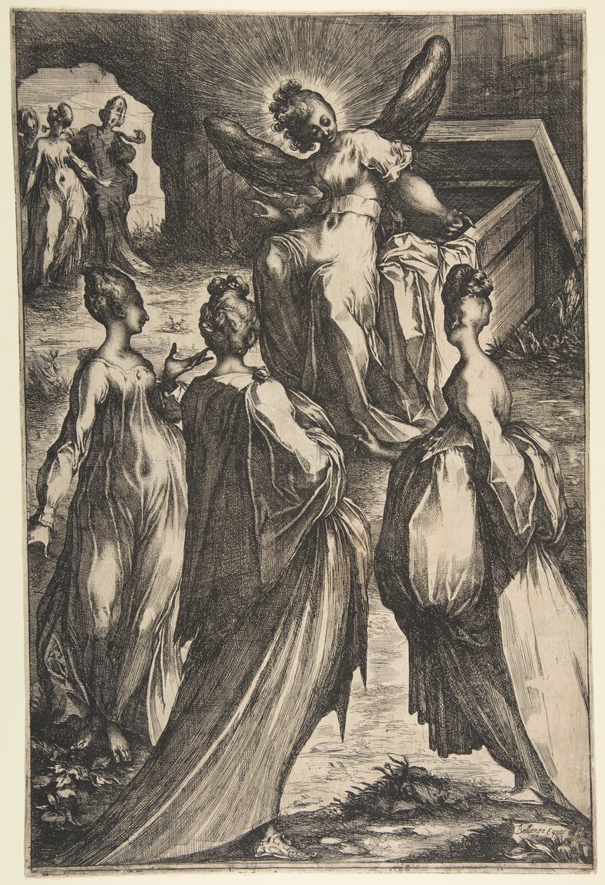 Trzy Marie przy grobie. autorstwa Jacques Bellange