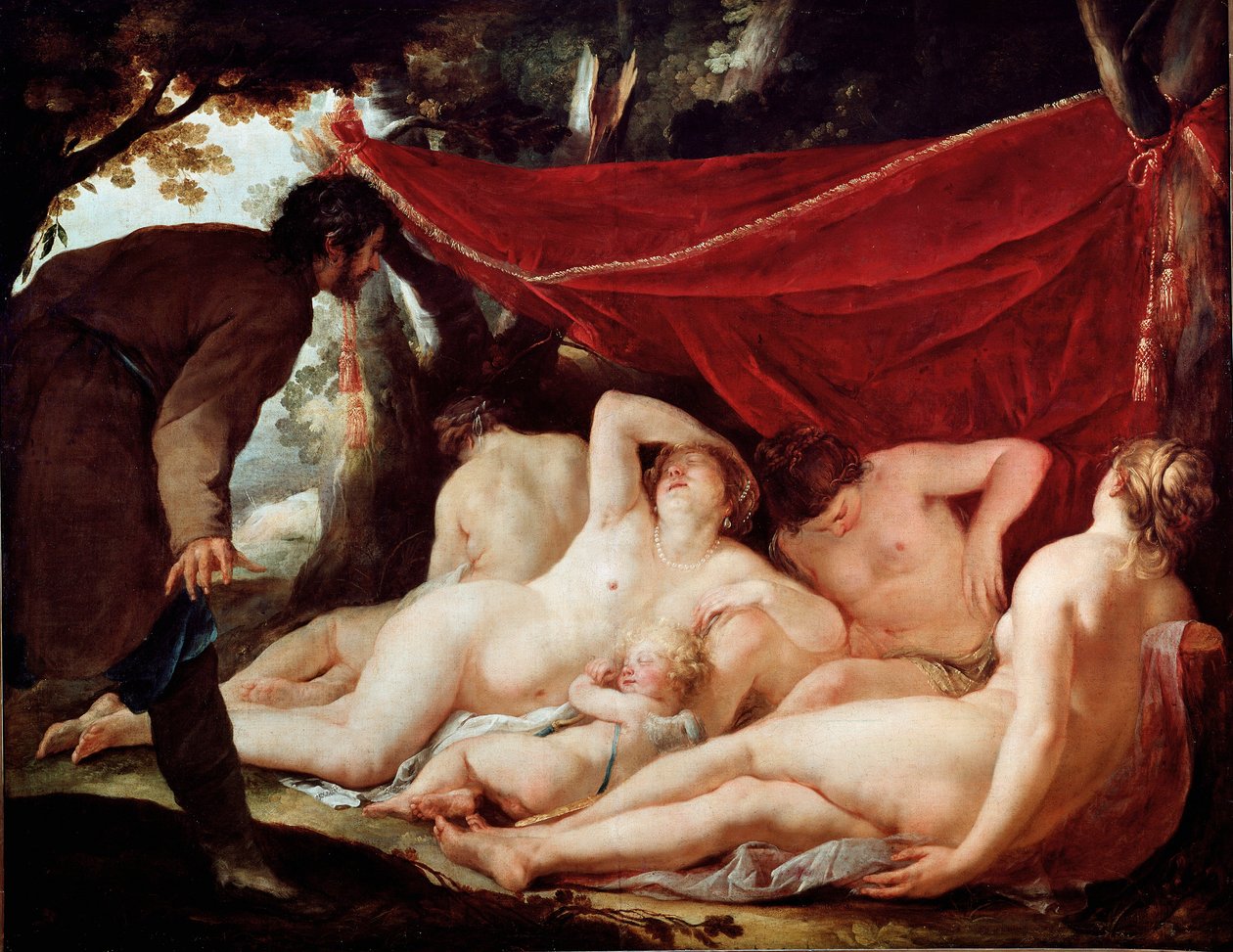 Przyjdź i Łaski zaskoczone przez śmiertelnika. Obraz Jacquesa Blancharda (1600-1638). Wymiary: 170x218cm. Muzeum w Luwrze autorstwa Jacques Blanchard
