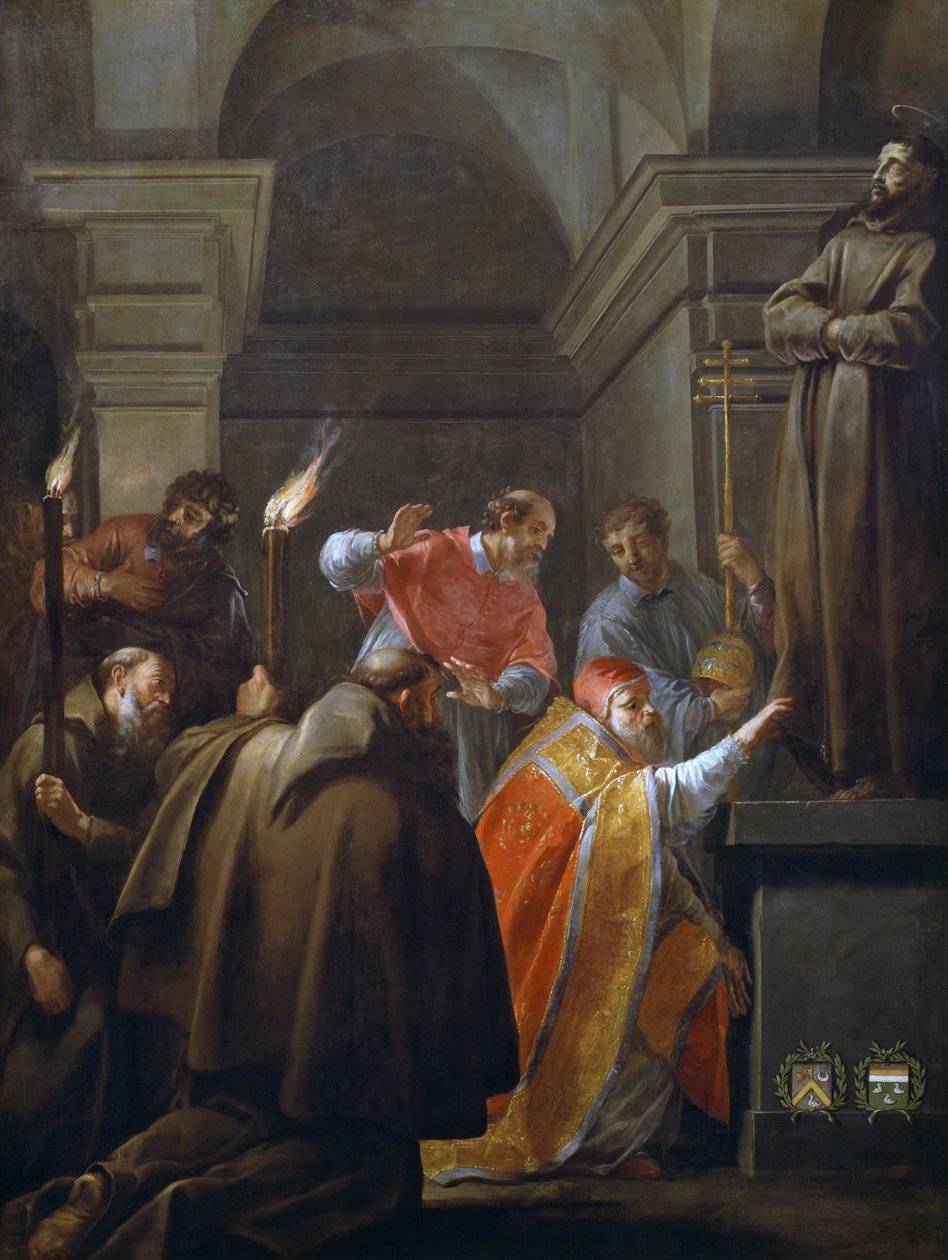 Papież Mikołaj V w grobie św. Franciszka z Asyżu, obraz Jacques’a Blancharda (1600-1638) autorstwa Jacques Blanchard