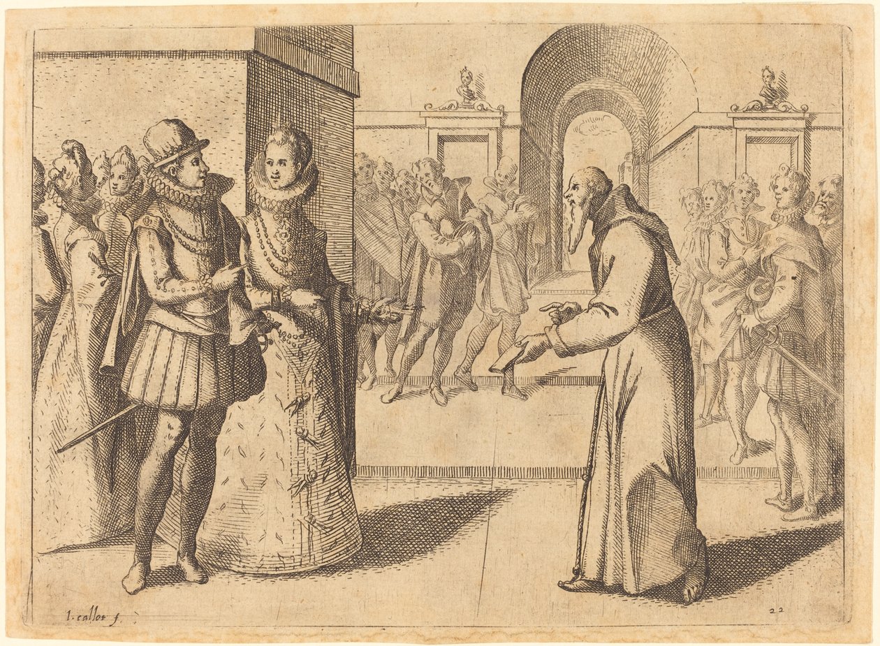 Kapucyn dziękujący królowi Bawarii, 1612 r. autorstwa Jacques Callot