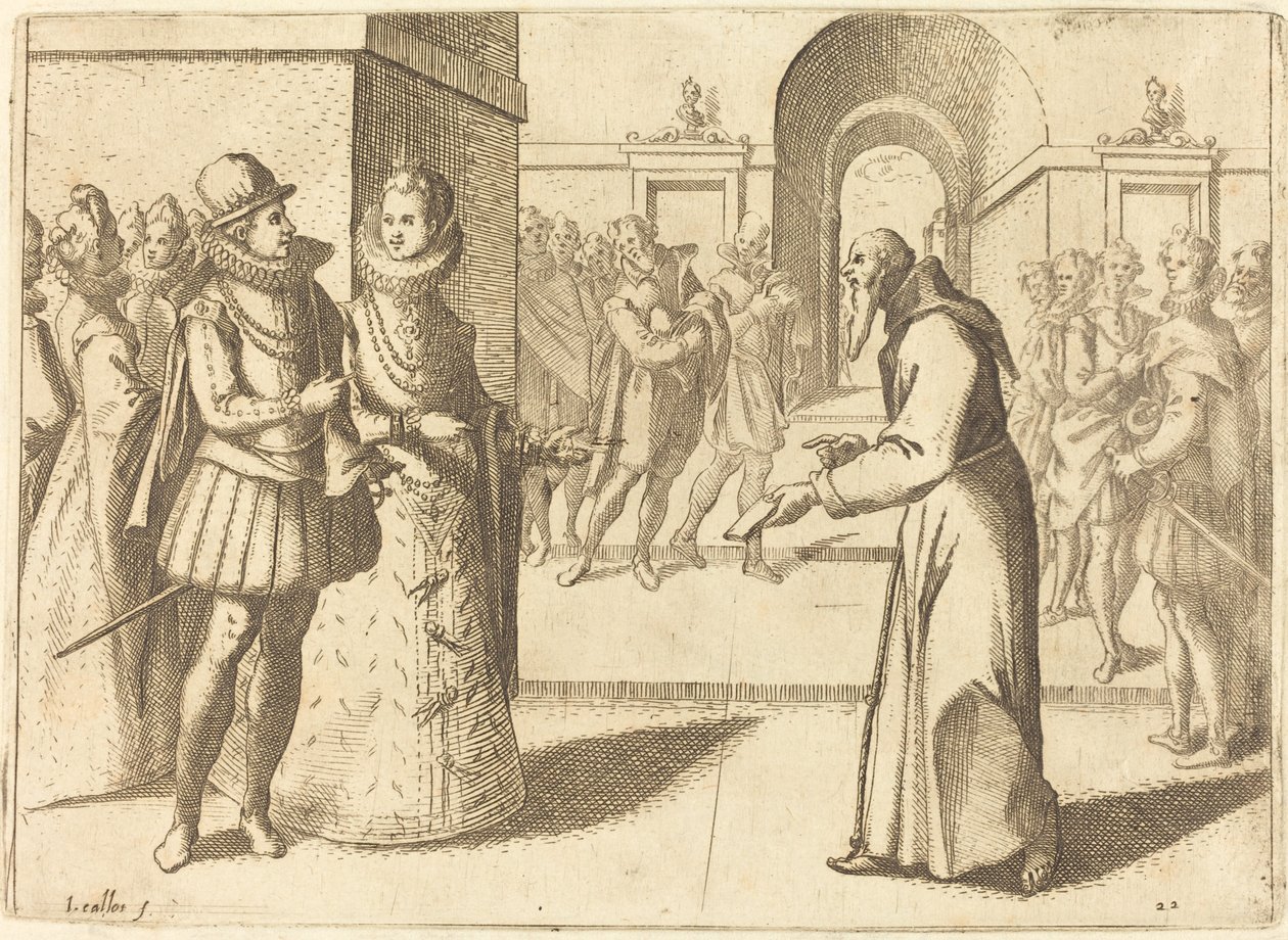 Kapucio dziękujący królowi Bawarii, 1612 r. autorstwa Jacques Callot