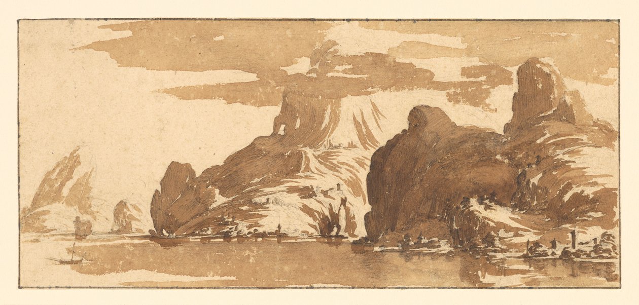 Blick auf Berge über einen See autorstwa Jacques Callot
