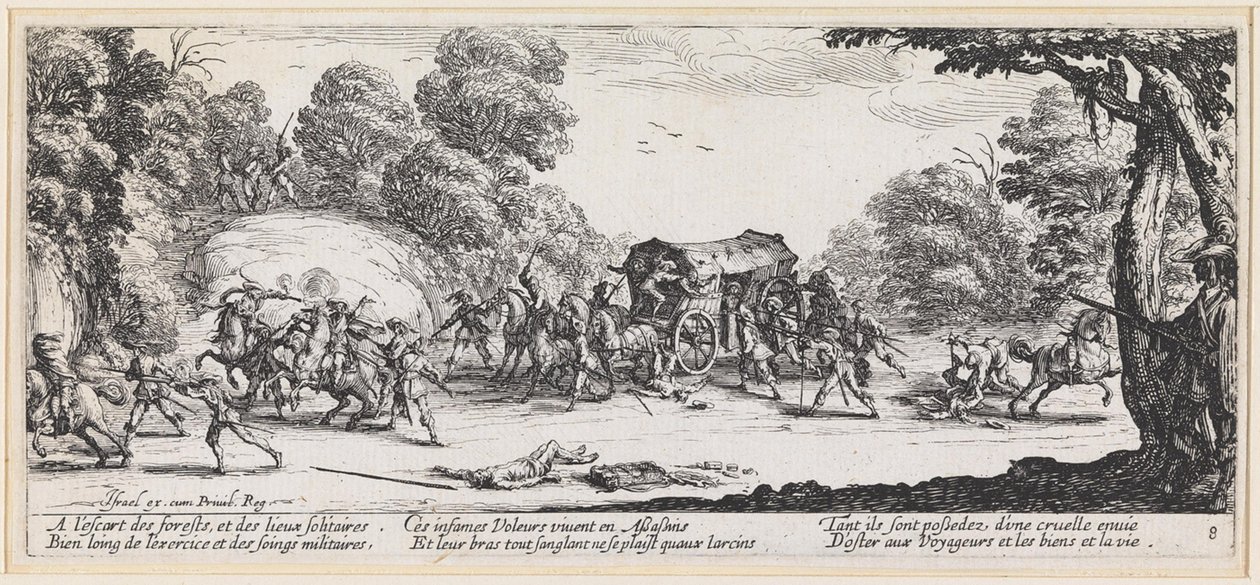 Napad na samochód turystyczny autorstwa Jacques Callot