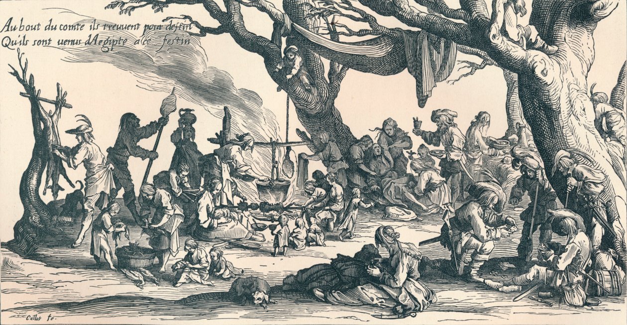 „Obóz pierwszych Cyganów w Europie Środkowej”, ok. 1604, 1907 r. autorstwa Jacques Callot