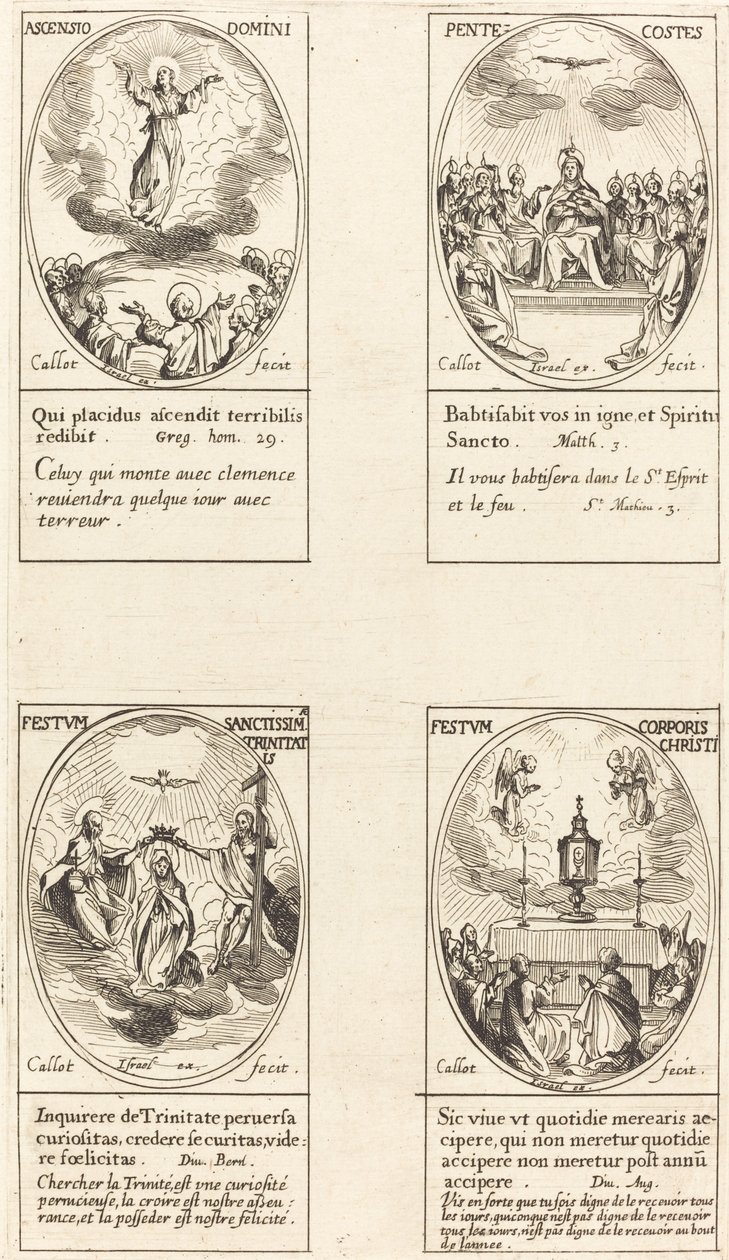 Wniebowstąpienie, Pięćdziesiątnica, Trójca Święta, Boże Ciało. autorstwa Jacques Callot