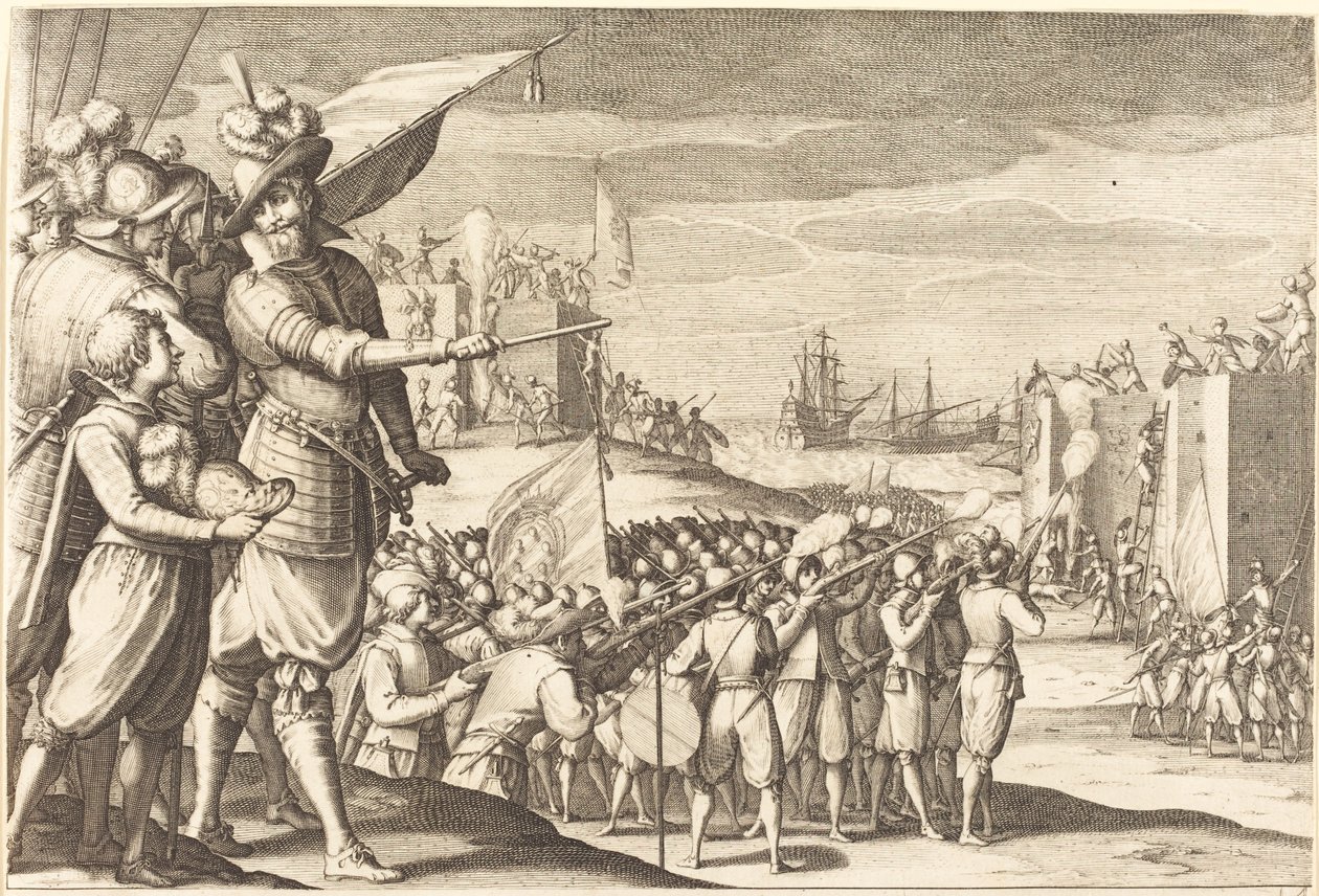 Szturm na dwie fortece, ok. godz. 1614. autorstwa Jacques Callot