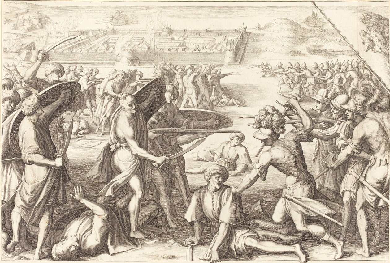 Atak na zewnętrzne forty kości autorstwa Jacques Callot