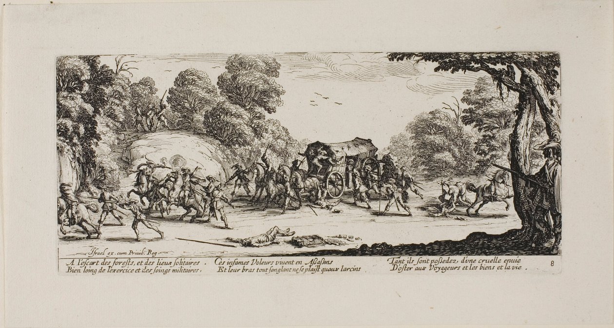 Atak na trenera, płyta ósma z The Miseries of War autorstwa Jacques Callot