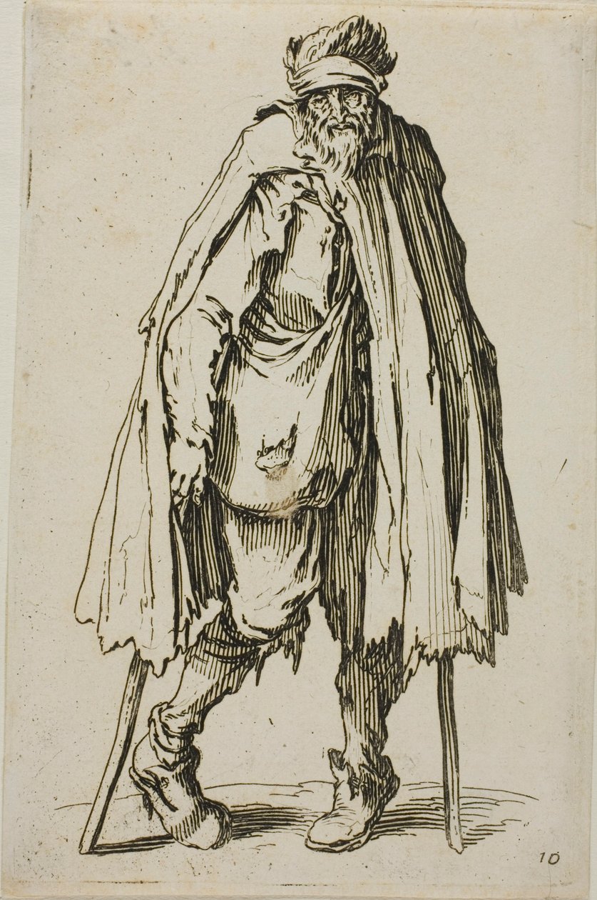 Żebrak oparty na patyku, płyta dziewiętnasta z The Beggars autorstwa Jacques Callot