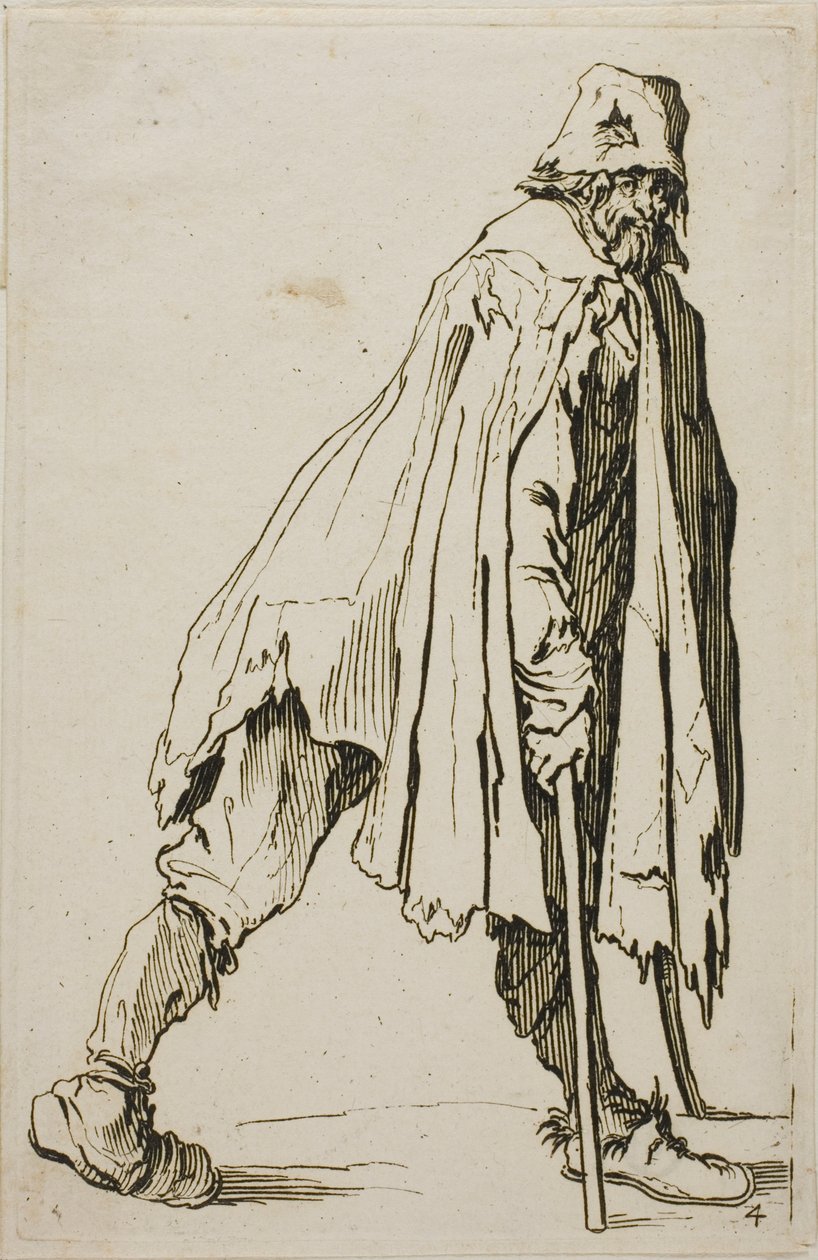 Żebrak o kulach w kapeluszu, płyta czwarta z The Beggars autorstwa Jacques Callot