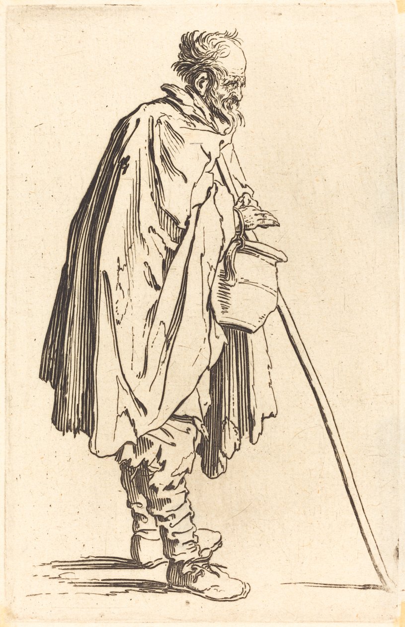 Żebrak z garnkiem, ok.1622 autorstwa Jacques Callot