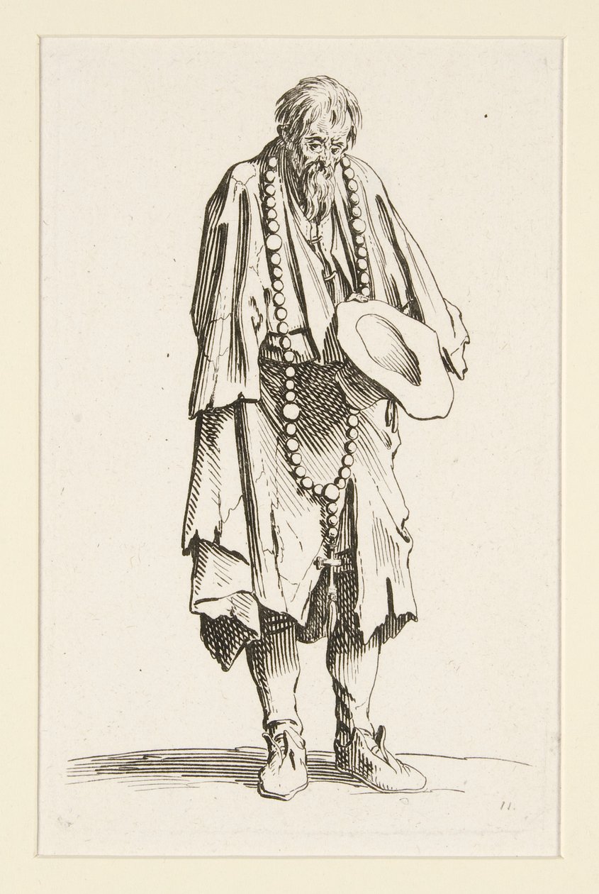 Żebrak z różańcem z The Beggars (Le mendiant au rosaire) autorstwa Jacques Callot