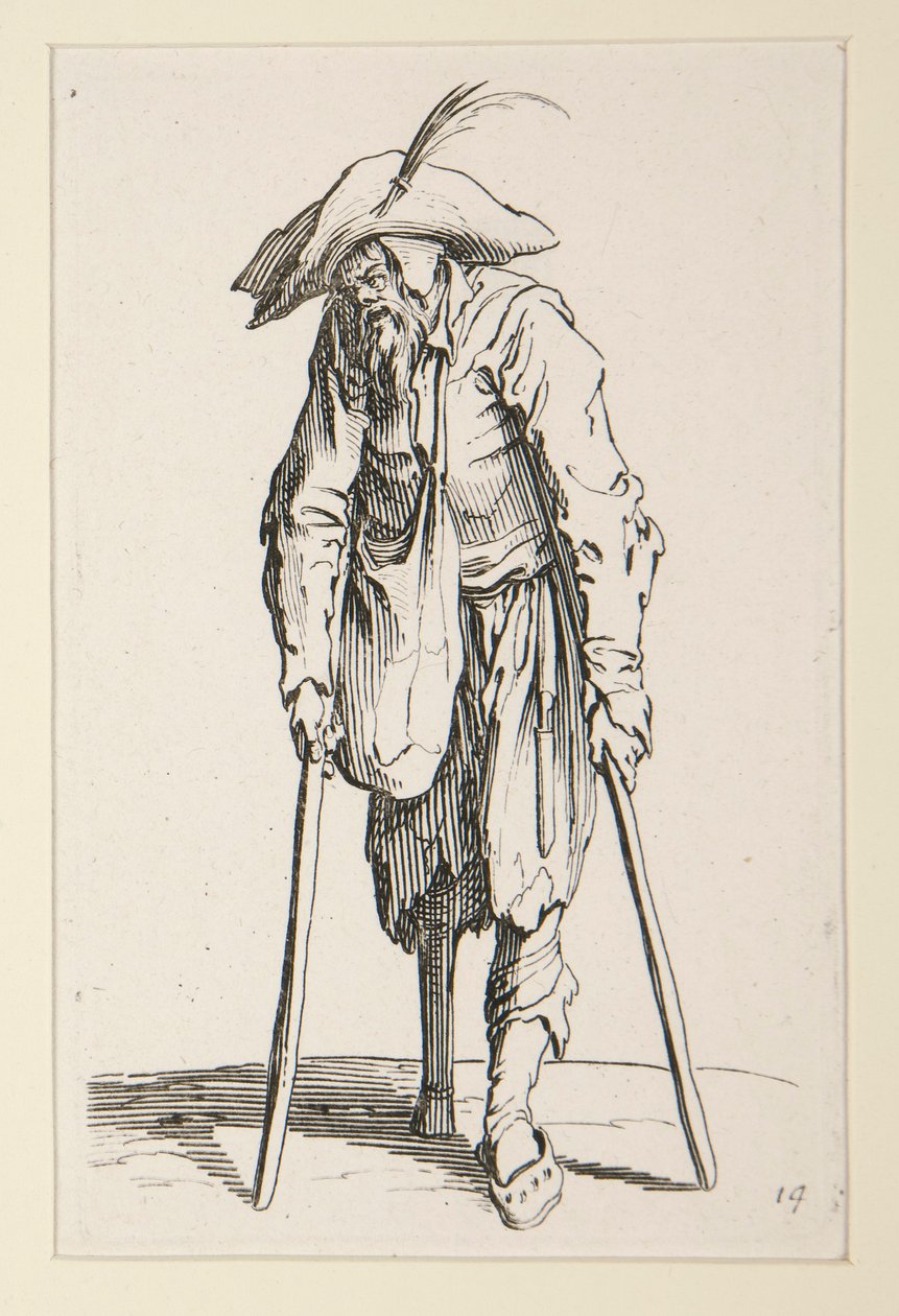 Żebrak z drewnianą nogą, z The Beggars (Le mendiant a la jambe de bois) autorstwa Jacques Callot
