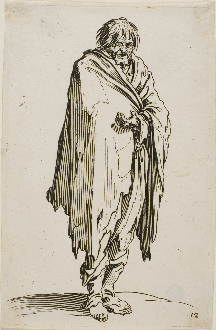 Żebrak bez kapelusza i butów, płyta dwunasta z The Beggars autorstwa Jacques Callot