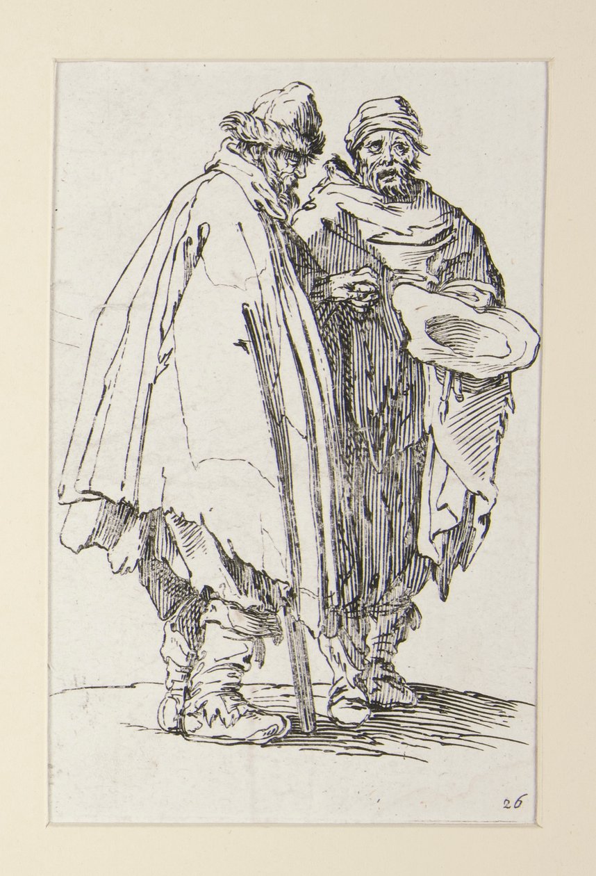 Ślepiec i jego towarzysz z The Beggars (L autorstwa Jacques Callot